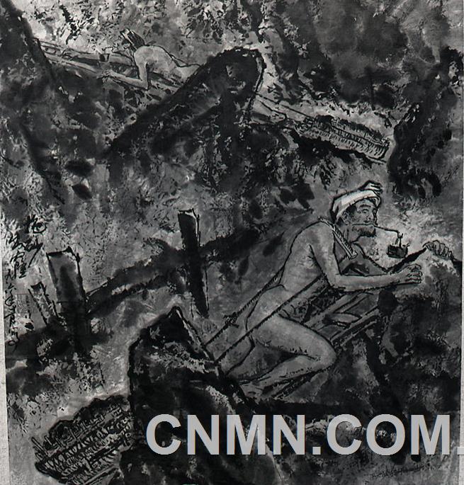 旧社会，水口山矿工在漆黑狭小的坑道匍匐爬行背矿上井